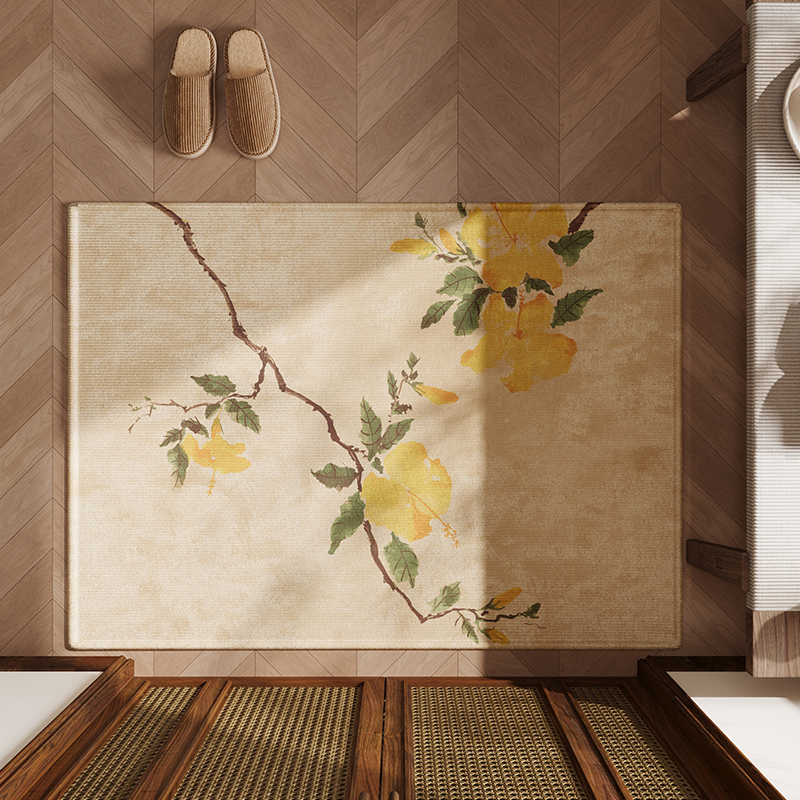 新中式地垫入户门垫玄关大门口进门脚垫国风耐脏除尘防滑室内地毯 - 图0