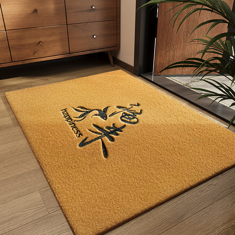 仿椰棕入户门地垫可裁剪玄关大门口进门防滑刮泥脚垫刺绣除尘地毯 - 图3