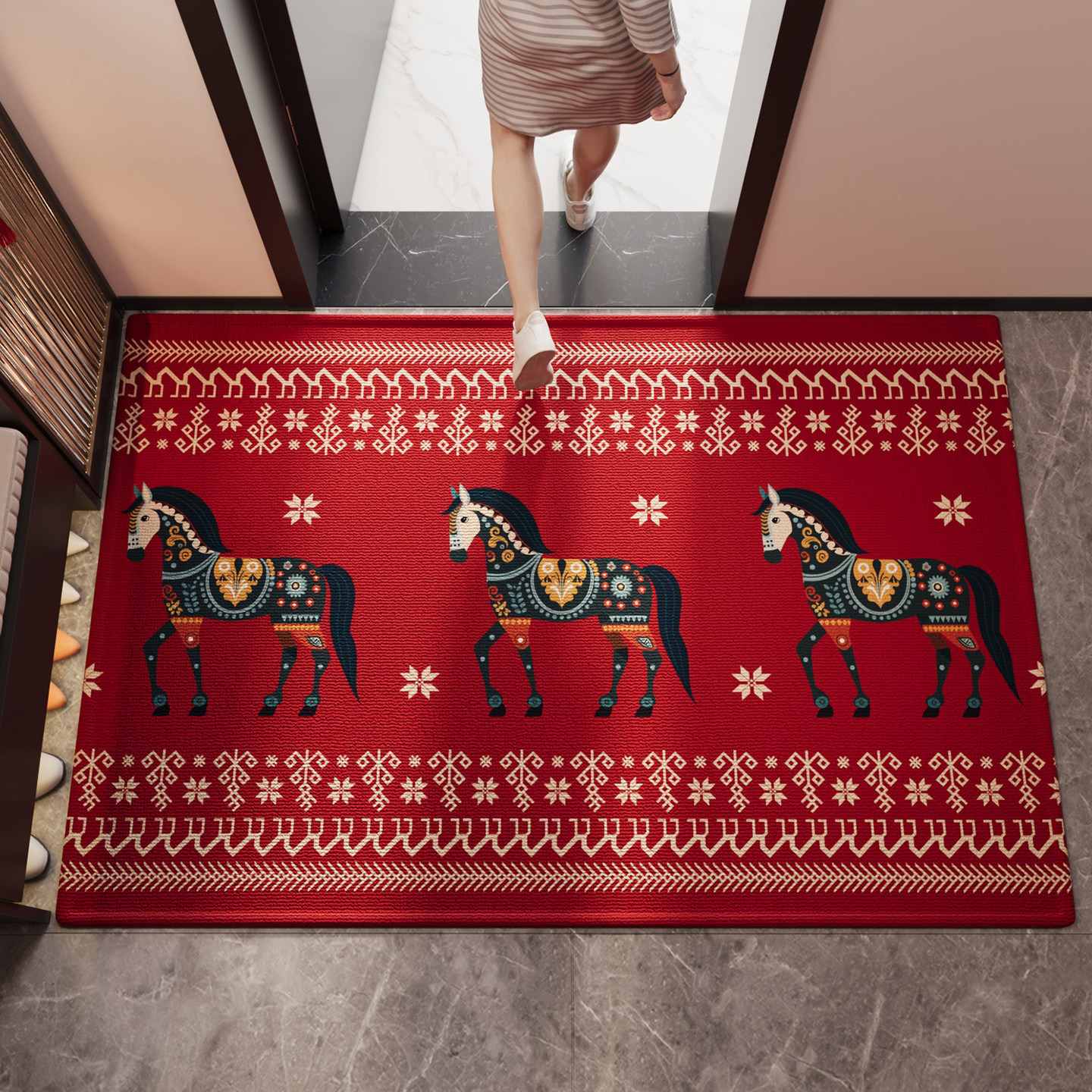 马年红色入户门地垫2026新款防滑除尘耐磨地毯玄关大门口进门脚垫,淘宝优惠券,粉丝福利购,淘宝优惠卷