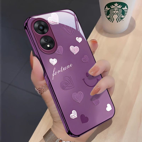 适用于OPPOA1x新款手机壳时尚创意渐变爱心简约ins风OPPOPHJ110金属漆玻璃保护套全包边防摔壳 - 图3