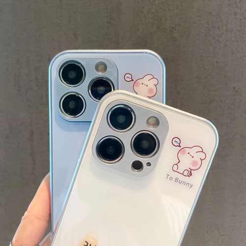 适用于苹果17Pro手机壳16硬15iPhone13mini新款12金属漆14玻璃11卡通XSMax简约6SPlus卖萌兔子7全包边8防摔壳 - 图1