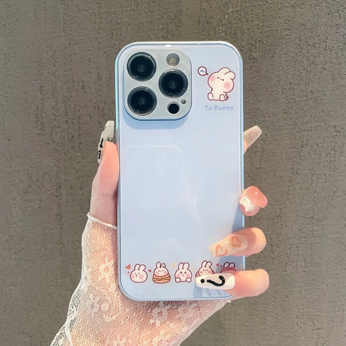 适用于苹果17Pro手机壳16硬15iPhone13mini新款12金属漆14玻璃11卡通XSMax简约6SPlus卖萌兔子7全包边8防摔壳 - 图2