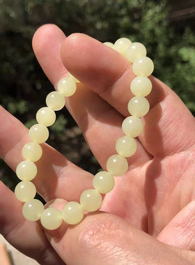 和田玉圆珠手串黄口玉