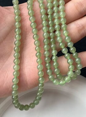 天然和田玉晴水手链素圈单圈湖水绿浅晴水圆珠手串女保真正品玉石