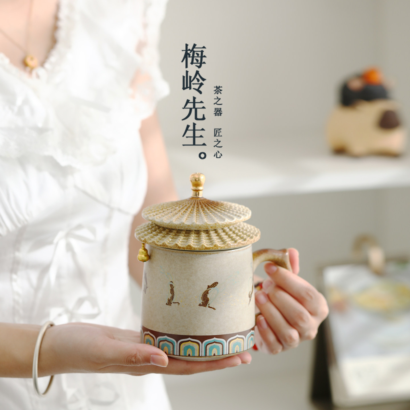 敦煌飞天故宫文创男士马克杯高档带盖茶水分离泡茶杯个人办公水杯,淘宝优惠券,粉丝福利购,淘宝优惠卷