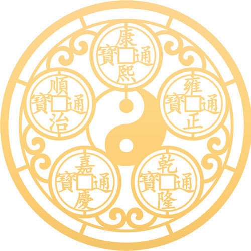 太极五帝钱手机贴纸后壳招财贴画八卦手机壳平安转运金属贴后背面 - 图3
