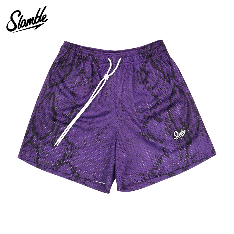 SLAMBLE男子运动短裤四分网眼蛇纹年篮球训练健身透气美式宽松潮,淘宝优惠券,粉丝福利购,淘宝优惠卷