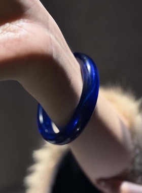 【无酸洗不注胶】纯天然原石蓝水晶手镯女款玉髓玛瑙白月光玉镯子