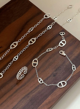 Yooper纯银女猪鼻子整套项链