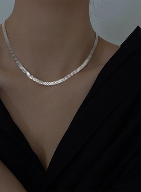 s925满天星女纯银轻奢蛇骨链项链