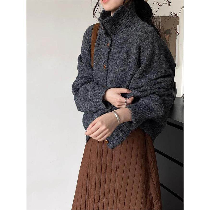 高级感超好看新年红色高领毛衣外套女秋冬慵懒风宽松针织开衫上衣,淘宝优惠券,粉丝福利购,淘宝优惠卷