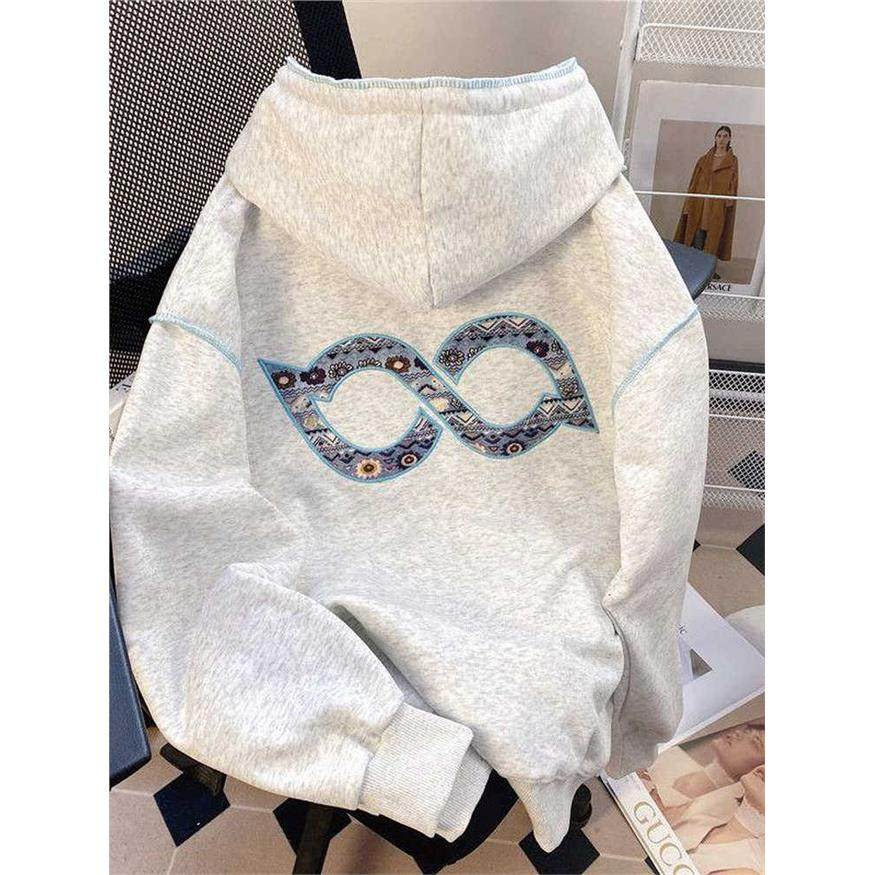 字母刺绣潮牌连帽卫衣女秋冬加绒加厚宽松休闲设计感小众美式外套,淘宝优惠券,粉丝福利购,淘宝优惠卷