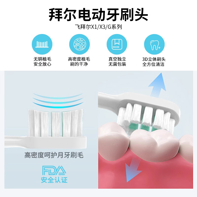 皓卫适配拜尔拜耳电动牙刷头G201/X3系列A8/X1/X3/X11替换supins - 图1