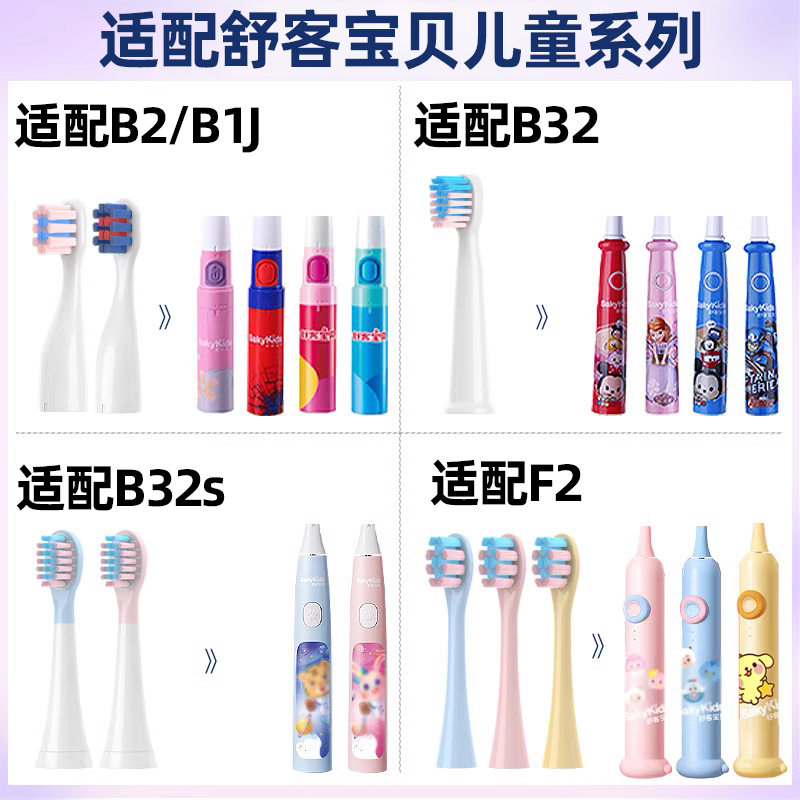 皓卫适配舒客舒克宝贝B2/B32/B1J/B32S/F2儿童电动牙刷头sakykids - 图0