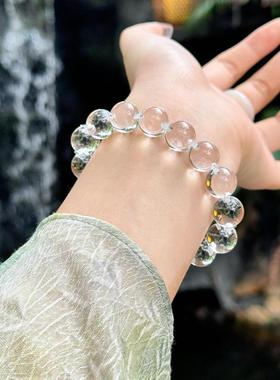 天然A+级白水晶手串牛鼻孔