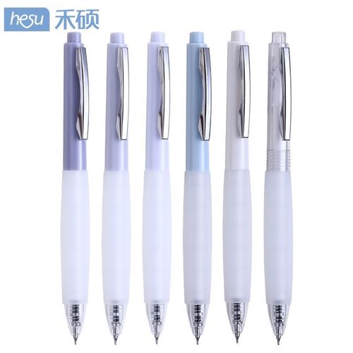 禾硕静音按动刷题笔中性笔锥形cs笔头按压式中性笔ins高颜值软握胶云朵水笔Q弹学生考试专用签字笔黑色作业笔 - 图3