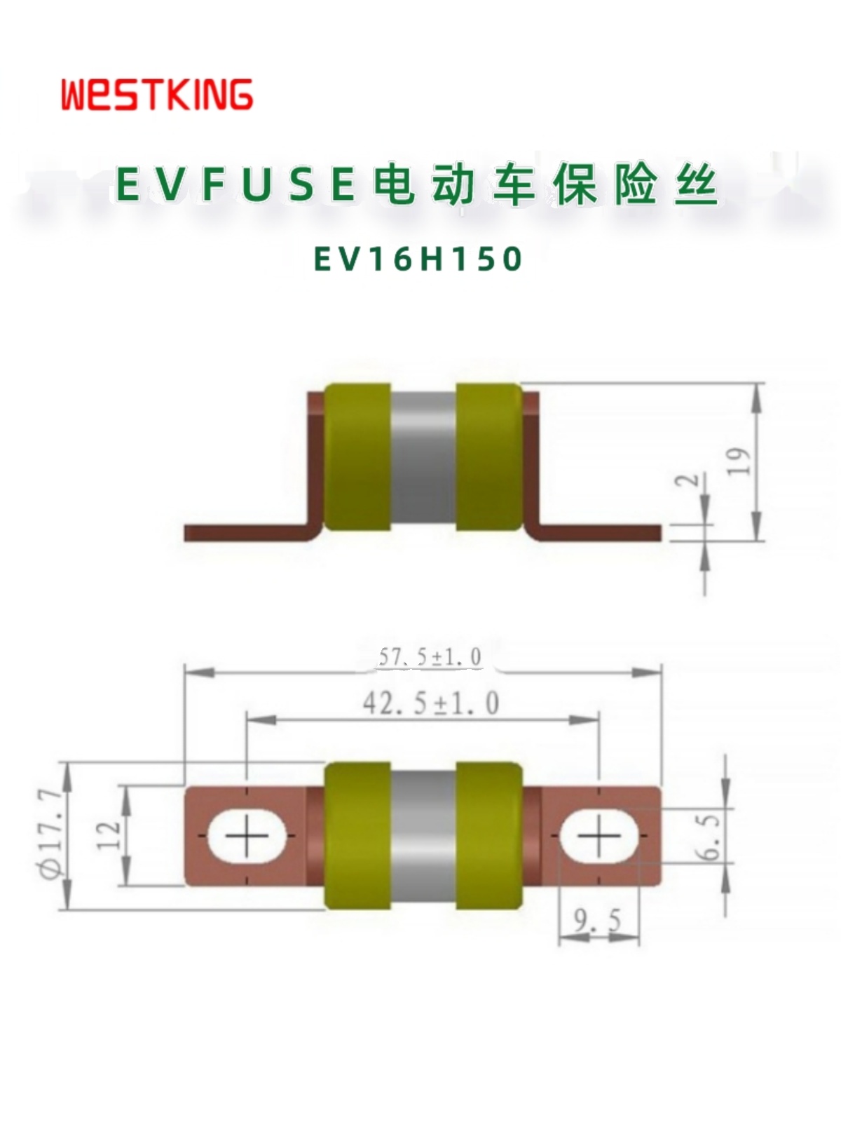 新能源电动汽车专用保险丝/熔断器EV16H150-20A25A32A35A50A180A - 图0