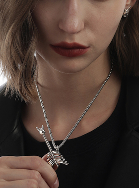 和猫骷髅吉他项链吊坠摇滚男女