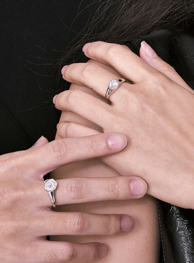 和猫戒指可刻字纯银情侣礼物