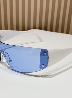 朋克Y2K千禧辣妹炫酷粉色太阳镜女高级感无框一体式骑行防风眼镜