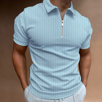 Elasticity Polo Shirt Solid Color Mens New striped Polo Shi