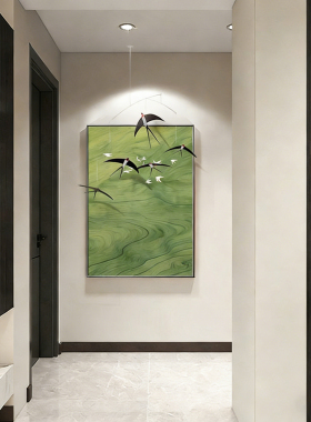 燕子挂饰中古风客厅装饰画入户正对门玄关壁画简约高级感艺术挂画