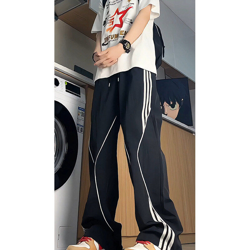 加长工装裤男美式复古条纹运动裤潮牌190高个子直筒裤宽松休闲裤,淘宝优惠券,粉丝福利购,淘宝优惠卷