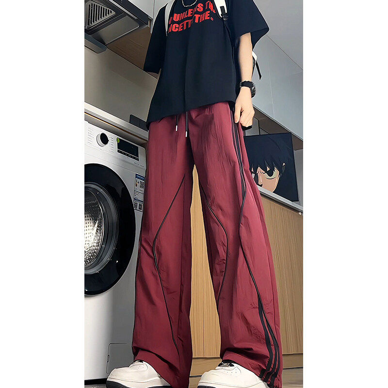 加长工装裤男美式复古条纹运动裤潮牌190高个子直筒裤宽松休闲裤,淘宝优惠券,粉丝福利购,淘宝优惠卷