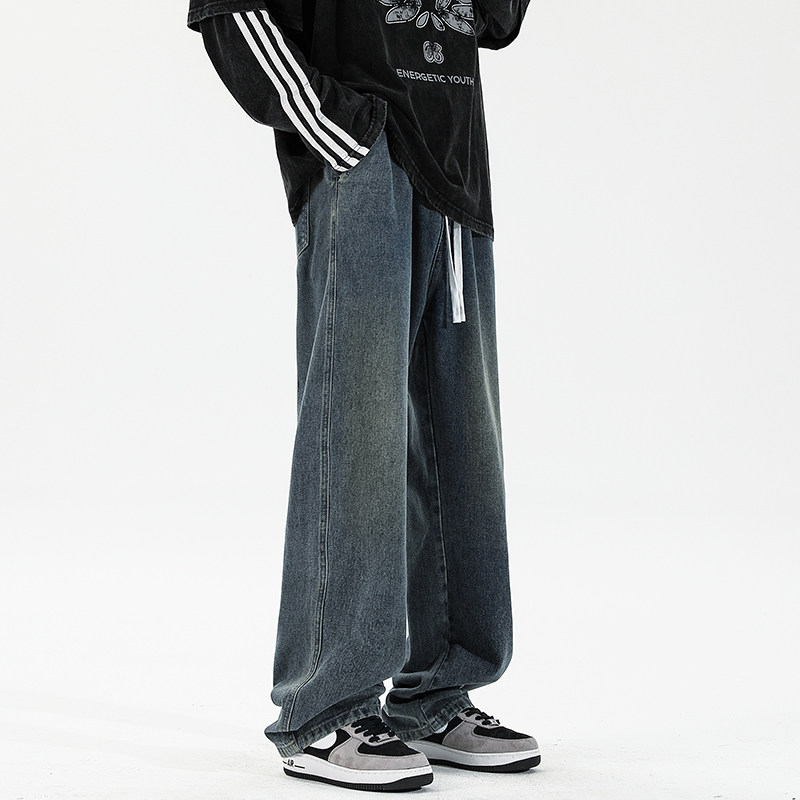 复古蓝加长牛仔裤男款直筒宽松秋季款190高个子休闲阔腿裤长子115,淘宝优惠券,粉丝福利购,淘宝优惠卷