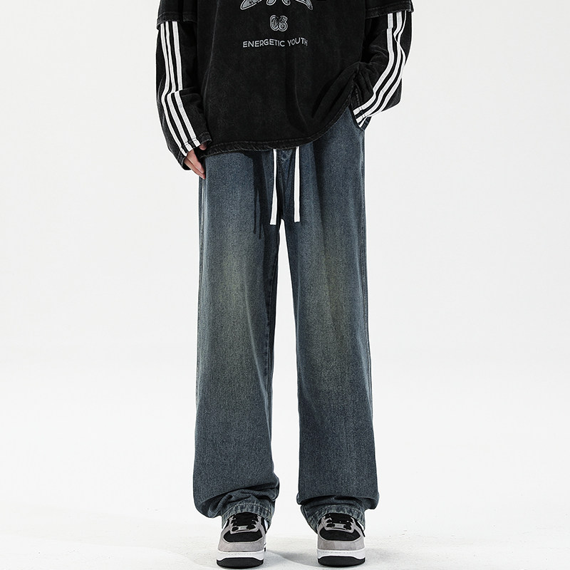 复古蓝加长牛仔裤男款直筒宽松秋季款190高个子休闲阔腿裤长子115,淘宝优惠券,粉丝福利购,淘宝优惠卷