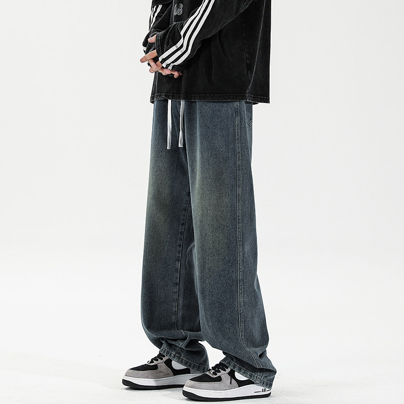 复古蓝加长牛仔裤男款直筒宽松秋季款190高个子休闲阔腿裤长子115,淘宝优惠券,粉丝福利购,淘宝优惠卷