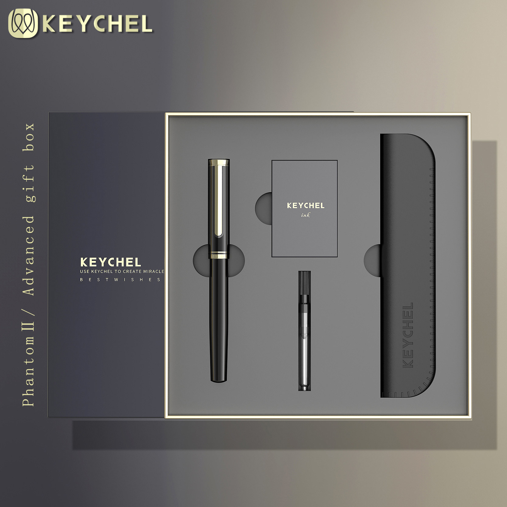 KEYCHEL德国21K镀金尖钢笔礼物盒商务办公男女送礼伴手礼刻字定制_虎窝淘
