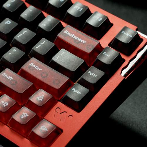 NORIIY骆砾黑红双拼雾透PC键帽机械键盘帽移印原厂高度透明120键 - 图3