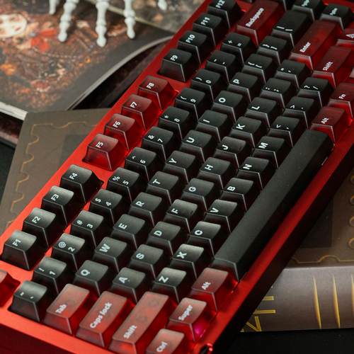 NORIIY骆砾黑红双拼雾透PC键帽机械键盘帽移印原厂高度透明120键 - 图2