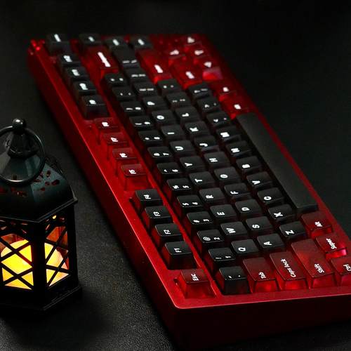 NORIIY骆砾黑红双拼雾透PC键帽机械键盘帽移印原厂高度透明120键 - 图0