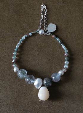 绿幽灵水滴串珠手链原创小众