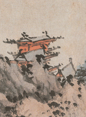 沈周湖山佳趣图明代山水画微喷打印临摹画稿装饰画芯绢布