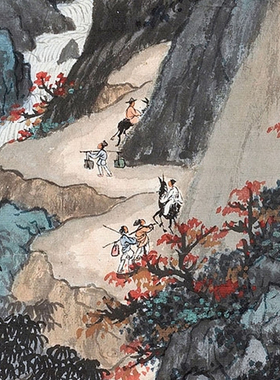 吴湖帆山水画集近代山水人物画国画原作微喷临摹画稿仿古装饰画