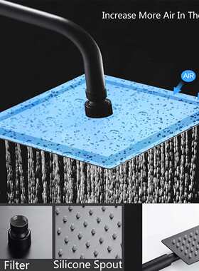 Bathroom Shower Faucet Set Matte Black Wall Mount Rainfall S