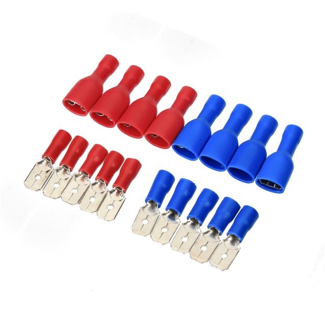 100Pcs 6.3mm Insulated Spade Crimp Terminal Famle/Male Wire-图3