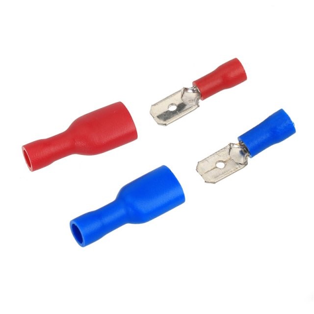 100Pcs 6.3mm Insulated Spade Crimp Terminal Famle/Male Wire-图1