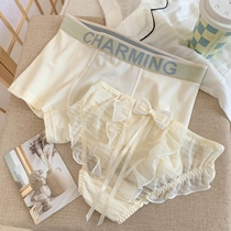 Lovers briefs a man and a woman lace sexy pure desire for a new couple of couples pure cotton crotch flat angle triangular pants