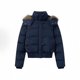 Fiona navy big fur collar ancient style cotton coat for women