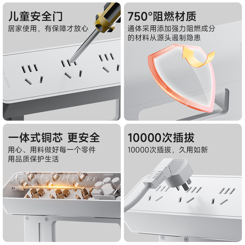 【国家3C认证】舒享夹桌桌面排插电竞电脑桌多功能双面升降桌插座 - 图2