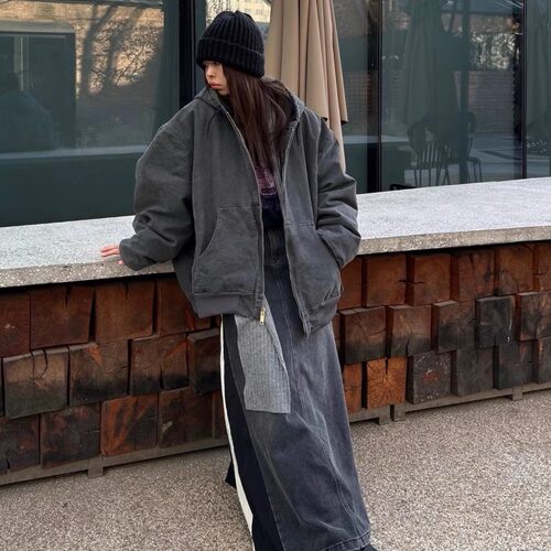 重磅春秋自主J130水洗做旧连帽夹克vintage美式复古外套男女同款 - 图2