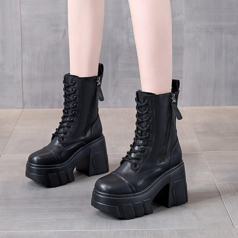 真皮大码12cm增高马丁靴女2025秋冬松糕显瘦厚底小个子超高跟短靴,淘宝优惠券,粉丝福利购,淘宝优惠卷