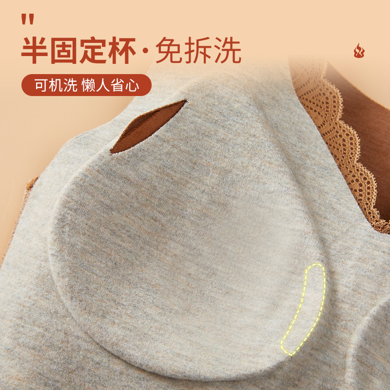 猫人德绒保暖背心女士美背加厚加绒带胸垫免文胸内搭打底吊带内衣