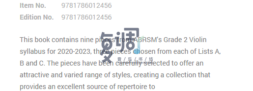 英皇 二级 小提琴 考级教材,总分谱 英文原版 9781786012456 ABRSM - 图0