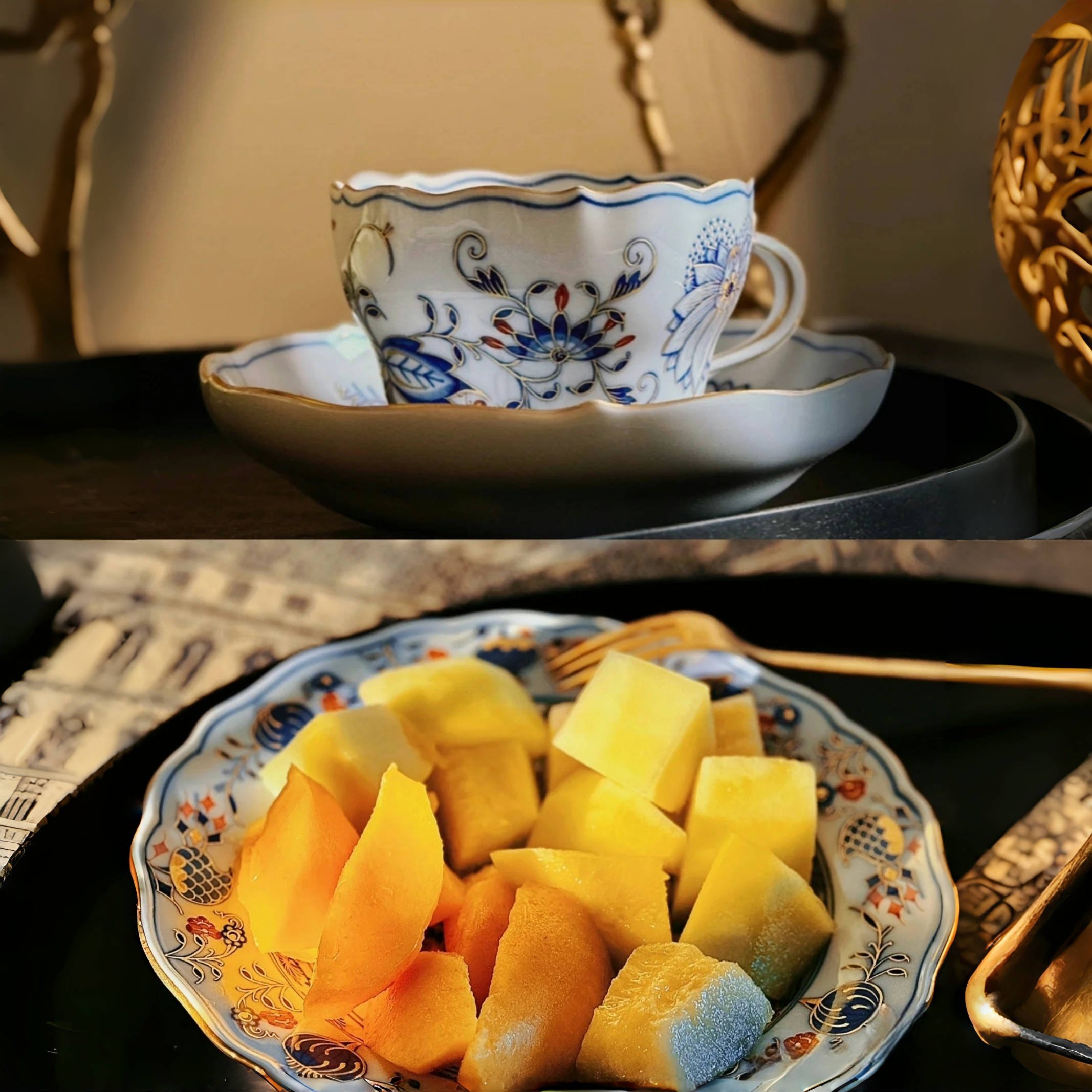 金洋葱高级感欧式宫廷风复古青花描金下午茶咖啡杯碟果盘套175ml,淘宝优惠券,粉丝福利购,淘宝优惠卷