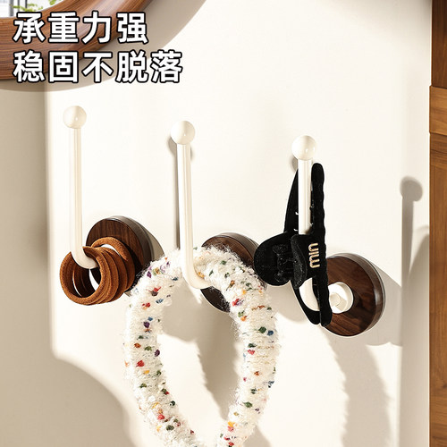 中古风木纹发圈收纳L型挂钩吸盘壁挂式头箍头绳发箍收纳好物收纳 - 图2